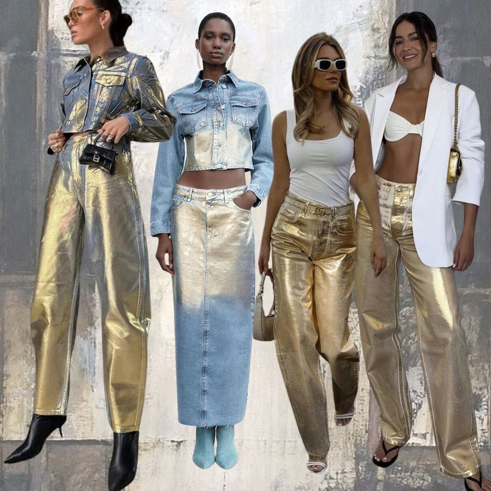 Denim Metallic Jeans 2024 Women 